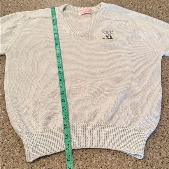 LADY PICKERING Vintage 1960s Light Blue Golf Sweater V-Neck Country Club Knit - Picture 10 of 10